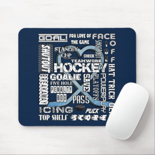 Ice Blue Heart Hockey Words White Logo 2 Muismat