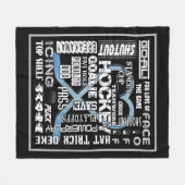 Ice Blue Heart Hockey Words White Logo Fleece Deken (Voorkant (Horizontaal))