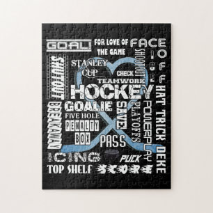 Ice Blue Heart Hockey Words White Logo Legpuzzel
