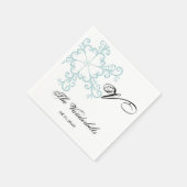 Ice Blue Heart Snowflake Wedding Servet (Hoek)
