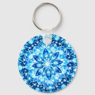 Ice Blue Kaleidoscope Mandala – Frost Glow Keychai Sleutelhanger