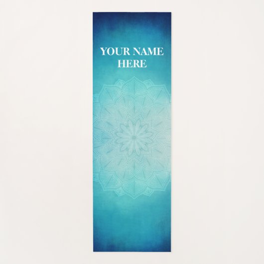 Ice Blue Natural Mandala Floral Yogamat (Voorkant)