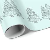 Ice blue pastel elegant stijlvolle kerstbomen cadeaupapier (Rol Hoek)