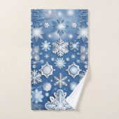 Ice Blue Sneeuwvlok Motief Bad Handdoek (Handdoek)