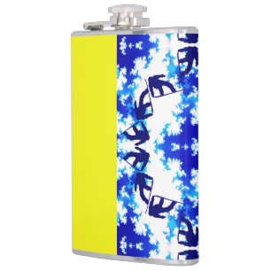 Ice Blue Snowboarder Sky Yellow Snowboarding Sport Heupfles