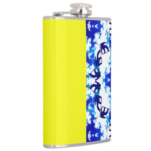 Ice Blue Snowboarder Sky Yellow Snowboarding Sport Heupfles (Rechts)