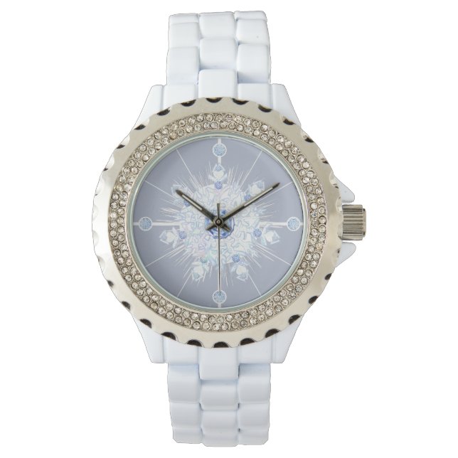 Ice Blue Snowflake Horloge (Voorkant)