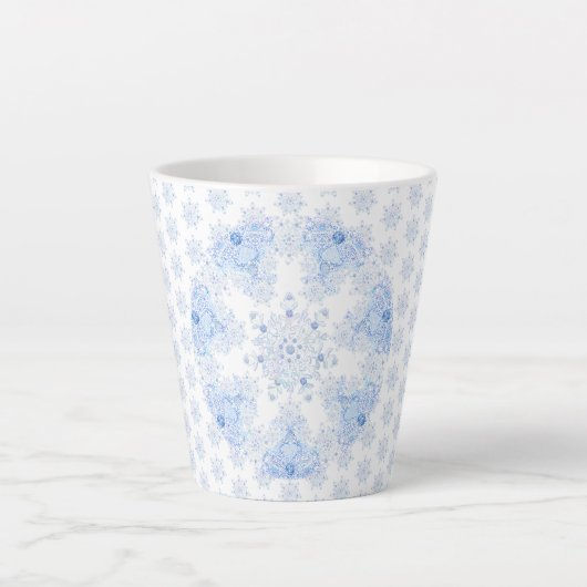 Ice Blue Snowflake Latte Mok (Voorkant)
