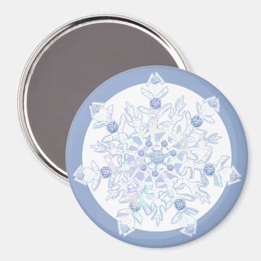 Ice Blue Snowflake Magneet (Voorkant / Achterkant)