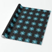 Ice Blue Snowflake Pattern Wrapping Paper Cadeaupapier (Uitgerold)