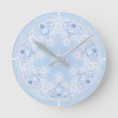 Ice Blue Snowflake Ronde Klok (Voorkant)