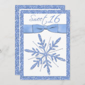 Ice Blue Snowflake Sweet 16 Invitation (Devant / Derrière)