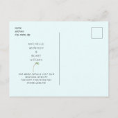 Ice Blue Tropical Monogram Bruiloft Save the Date Briefkaart (Achterkant)