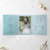 Ice Blue Winter in Paris Quinceañera Tri-Fold Invi Drieluik Uitnodiging (Binnen)