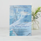 Ice Castle Winter Snow Wedding Invitation Kaart (Staand voorkant)