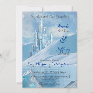 Ice Castle Winter Snow Wedding Invitation Kaart