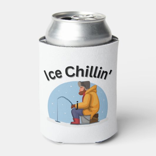 Ice Chillin. Vissers, buitengangers, ijskap Vist Blikjeskoeler (Blikje Voorkant)