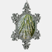 Ice Coated Pine Needles Winter Botanisch Tin Sneeuwvlok Ornament (Links)