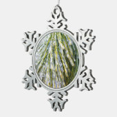 Ice Coated Pine Needles Winter Botanisch Tin Sneeuwvlok Ornament (Rechts)