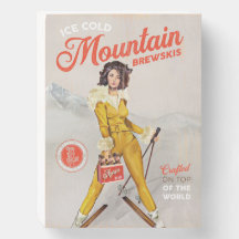 "Ice Cold Mountain Brewskis" Art de ski de Pinup
