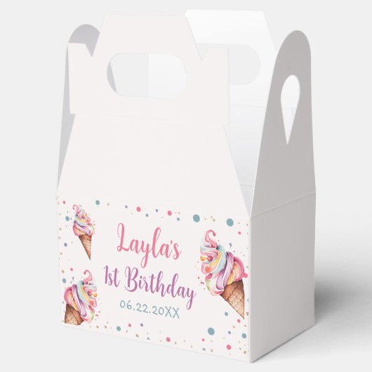 Ice Cream 1e verjaardag Bedankdoosjes (Geopend)