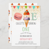 Ice Cream 1e verjaardag Kaart (Voorkant / Achterkant)