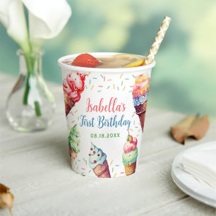 Ice Cream 1e verjaardag Papieren Bekers