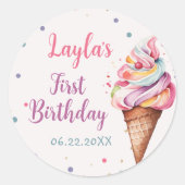 Ice Cream 1e verjaardag Ronde Sticker (Voorkant)