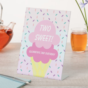 Ice Cream 2e verjaardag Reclamebord Met Voetstuk