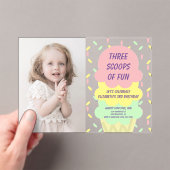 Ice Cream 3rd Birthday Acryl Uitnodigingen (Insitu (Draagbaar))