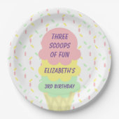 Ice Cream 3rd Birthday Papieren Bordje (Voorkant)