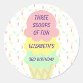 Ice Cream 3rd Birthday Ronde Sticker (Voorkant)