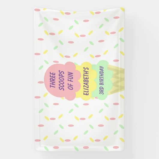Ice Cream 3rd Birthday Spandoek (Verticaal)