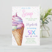Ice Cream 6e verjaardagsfeest uitnodiging (Staand voorkant)