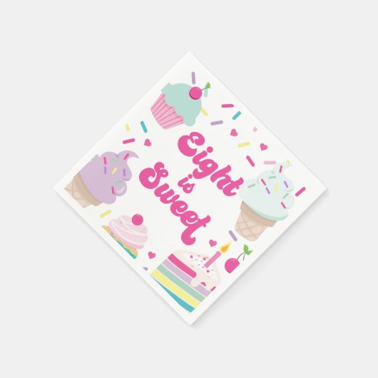 Ice Cream and Cake Eight is Sweet 8th Verjaardag Servet (Hoek)