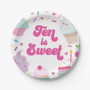 Ice Cream and Cake Ten is Sweet 10th Birthday Papieren Bordje