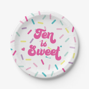 Ice Cream and Cake Ten is Sweet 10th Birthday Papieren Bordje