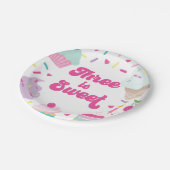 Ice Cream and Cake Three is Sweet 3rd Birthday Papieren Bordje (Gekanteld)