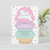 Ice Cream and Sprinkles Two Sweet 2nd Birthday Kaart (Staand voorkant)