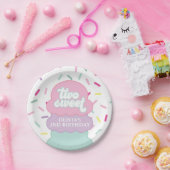 Ice Cream and Sprinkles Two Sweet 2nd Birthday Papieren Bordje (Feest)