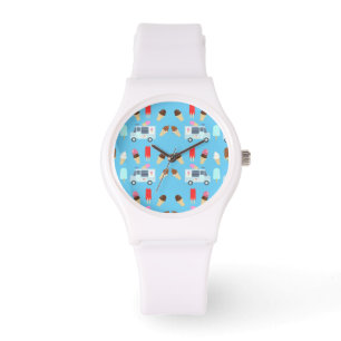 Ice Cream and Truck Pattern Horloge
