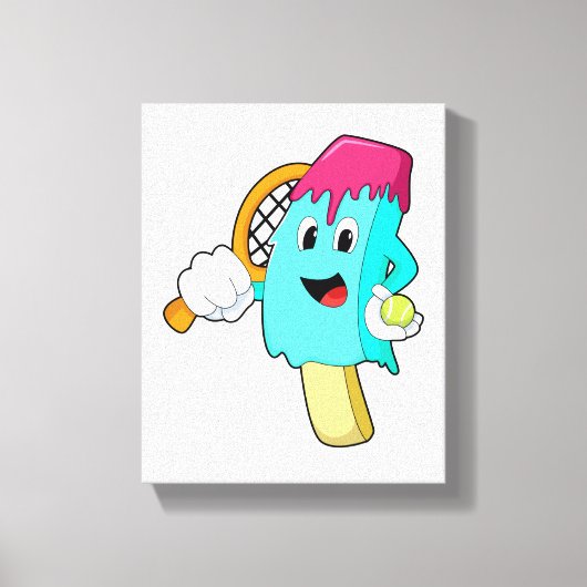 Ice cream at Tennis with Tennis racket Canvas Afdruk (Voorkant)
