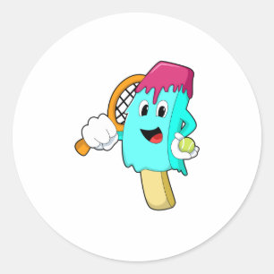 Ice cream at Tennis with Tennis racket Ronde Sticker