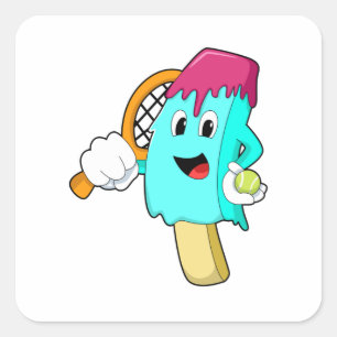 Ice cream at Tennis with Tennis racket Vierkante Sticker