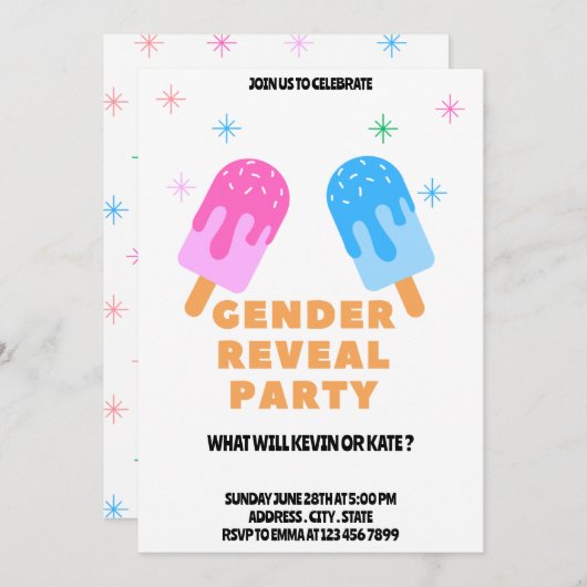 Ice Cream Baby onthult uitnodiging voor genderfees (Voorkant / Achterkant)