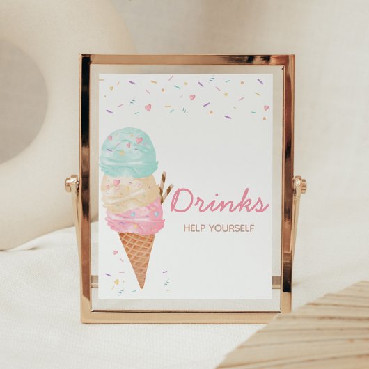 Ice Cream Baby shower Drinken Poster