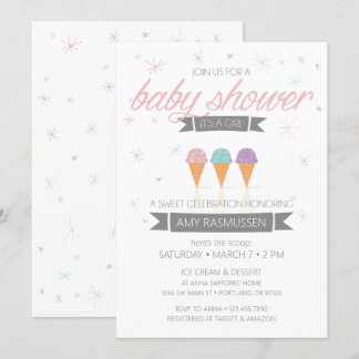 Ice Cream Baby shower Invitation - Het is een meis Kaart