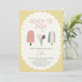 Ice Cream Baby Shower Invitation Yellow Gold Pop (Debout devant)