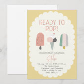 Ice Cream Baby Shower Invitation Yellow Gold Pop (Devant / Derrière)