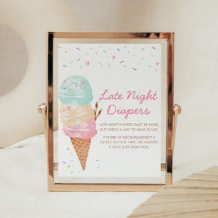 Ice Cream Baby shower Late Night Luiers Poster